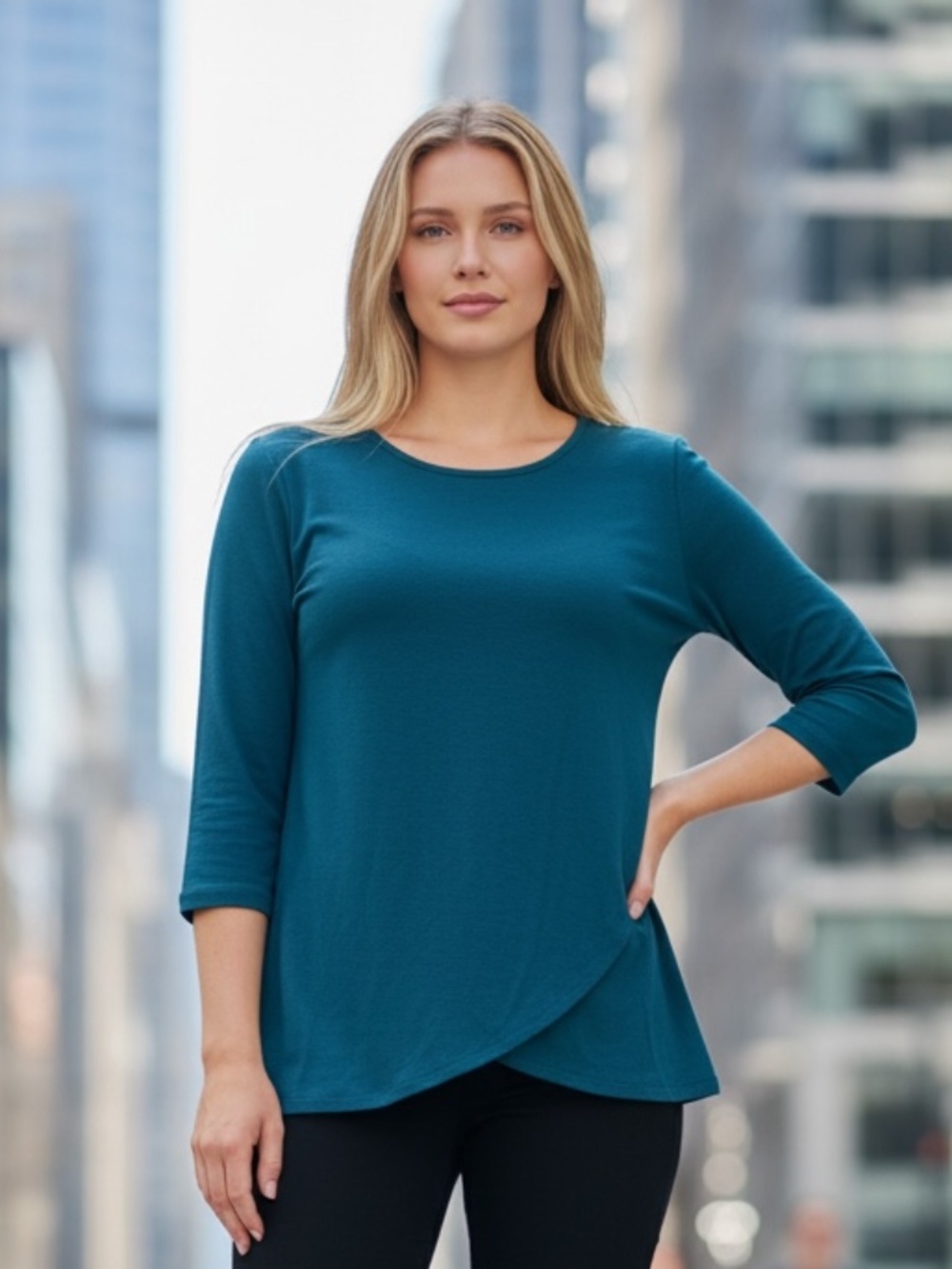 I N STUDIO TEAL KNIT TOP/SWEATER, Size XL